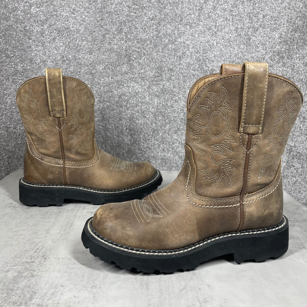 Ariat Fatbay Western Boots Womens 6 Leather Cowgirl Light Brown
